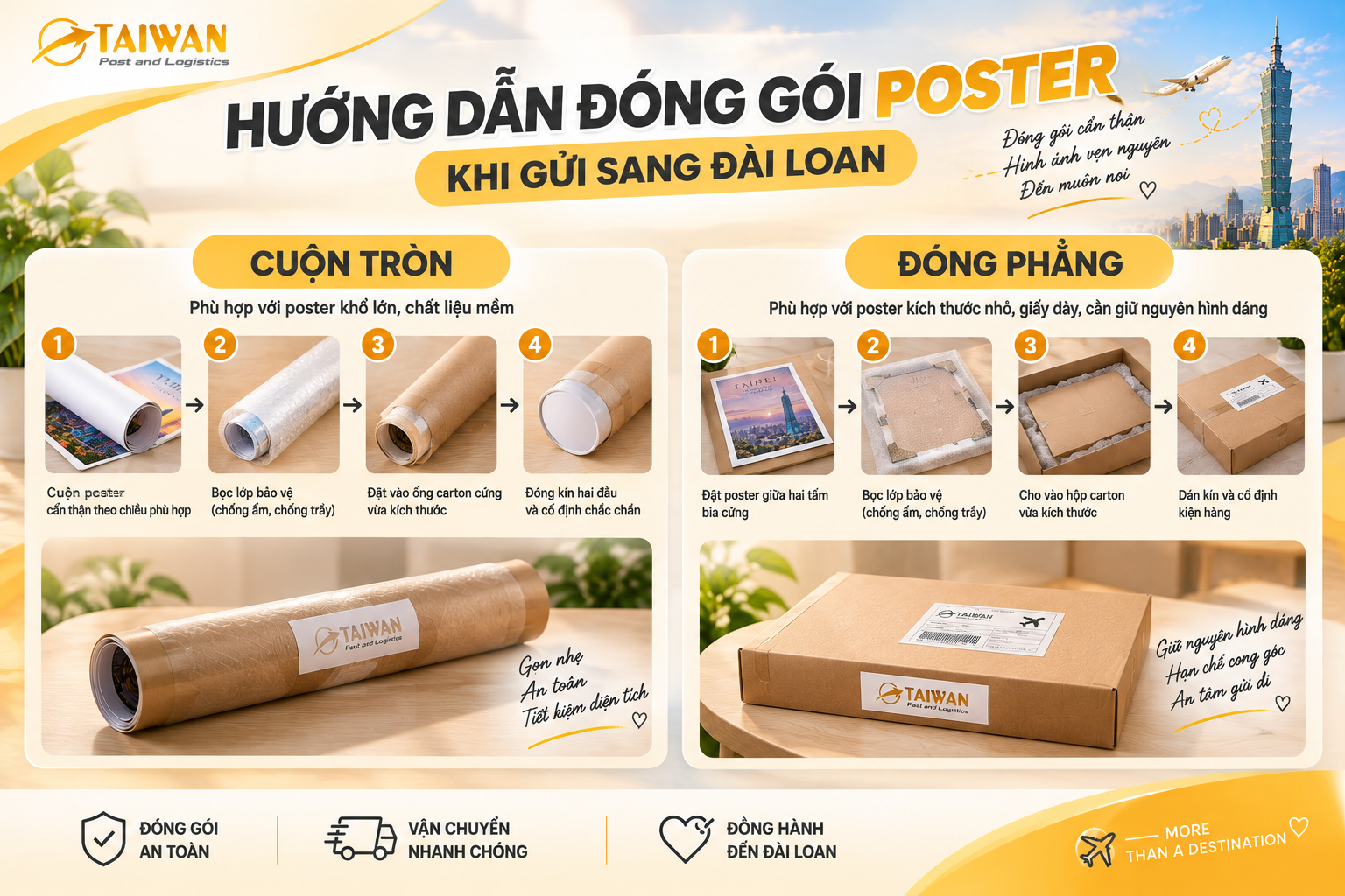 Gửi poster sang Đài Loan: Nên cuộn tròn hay đóng phẳng?