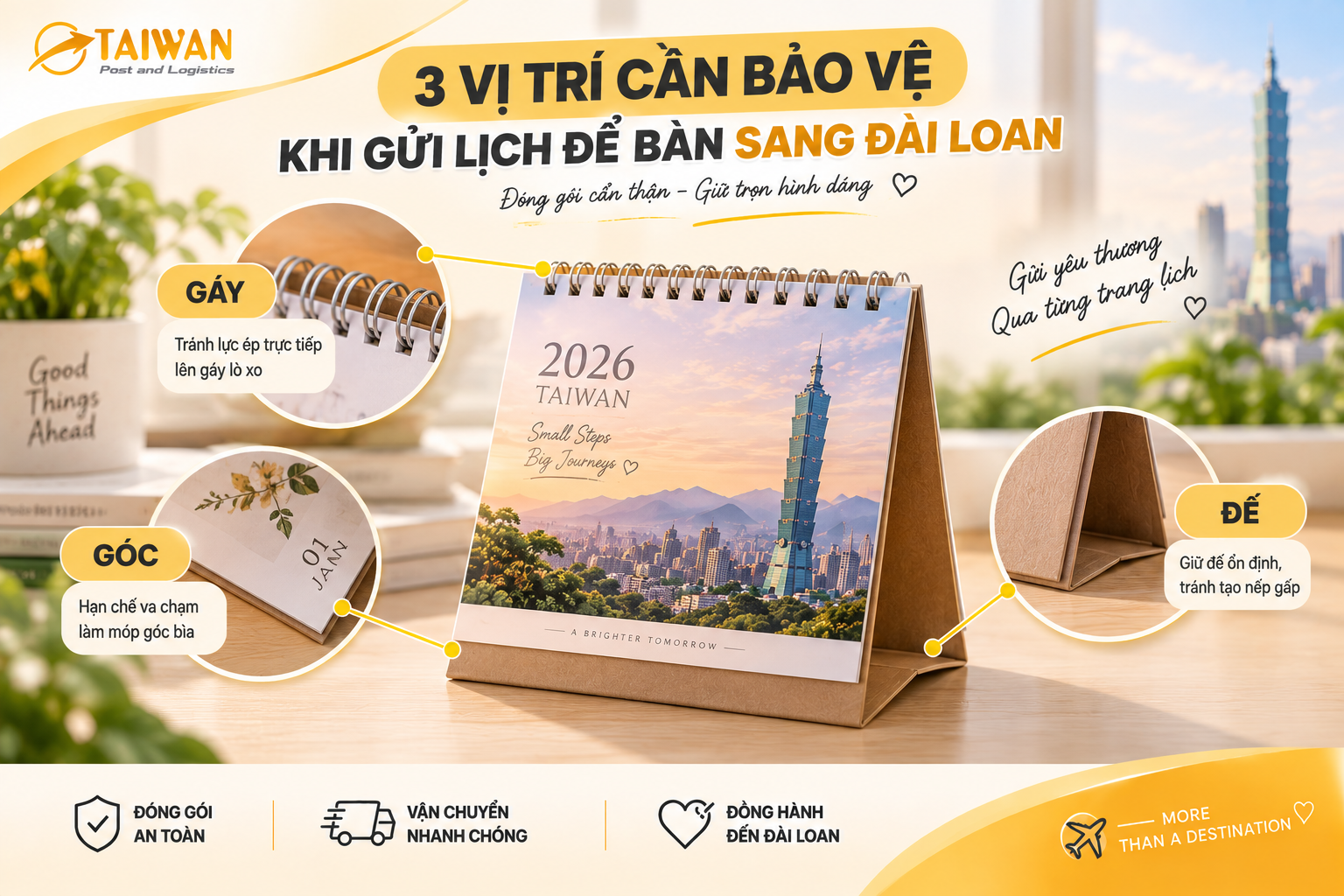 Gửi lịch để bàn sang Đài Loan: Đóng gói sao để hạn chế cong?