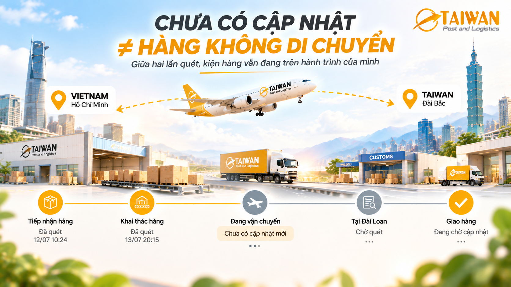 Tracking hàng đi Đài Loan đứng yên có đáng lo không? Tracking hàng đi Đài Loan đứng yên có đáng lo không?