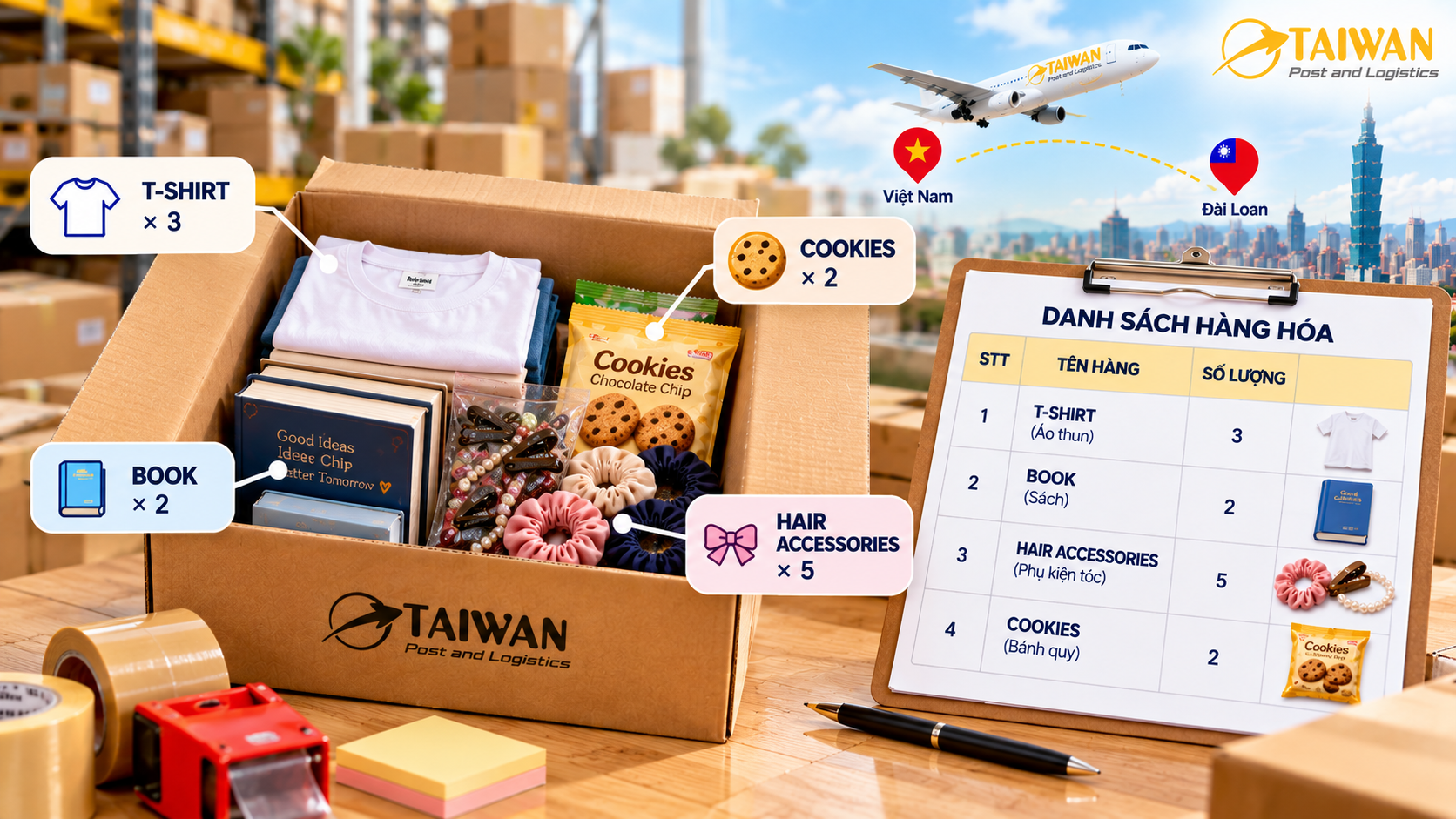 Tên hàng gửi sang Đài Loan nên khai thế nào cho rõ ràng? Tên hàng gửi sang Đài Loan nên khai thế nào cho rõ ràng?