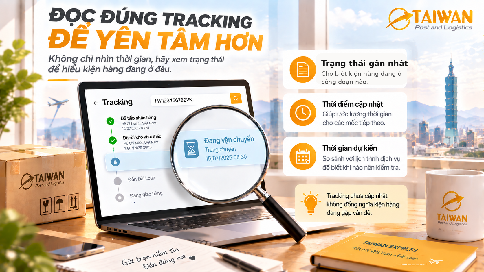 Tracking hàng đi Đài Loan đứng yên có đáng lo không? Tracking hàng đi Đài Loan đứng yên có đáng lo không?