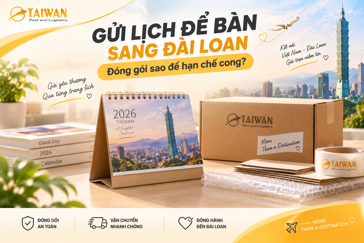 Gửi lịch để bàn sang Đài Loan: Đóng gói sao để hạn chế cong?