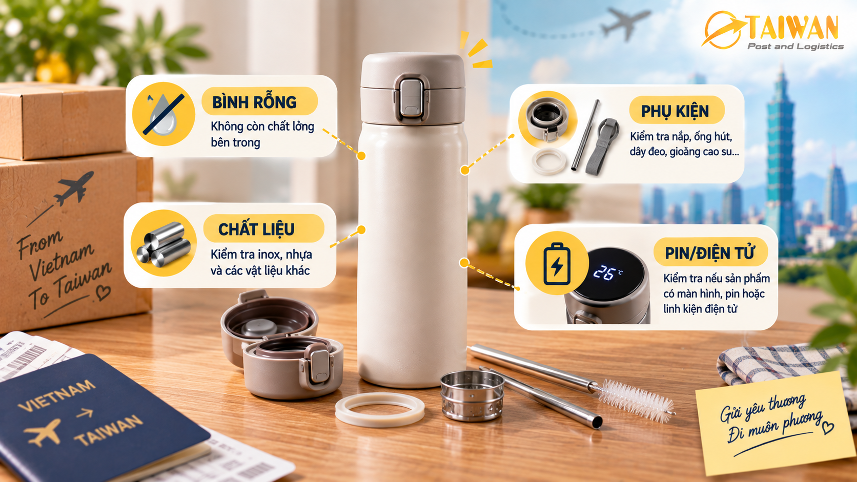 Gửi bình giữ nhiệt sang Đài Loan: Kiểm tra gì trước khi gửi? Gửi bình giữ nhiệt sang Đài Loan: Kiểm tra gì trước khi gửi?