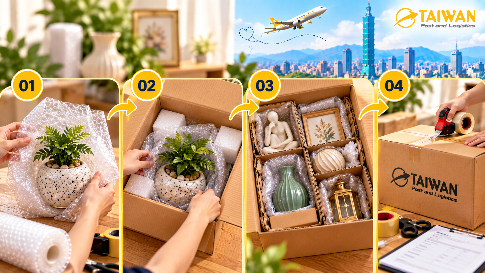 Gửi đồ trang trí sang Đài Loan: Đóng gói theo từng hình dạng Gửi đồ trang trí sang Đài Loan: Đóng gói theo từng hình dạng